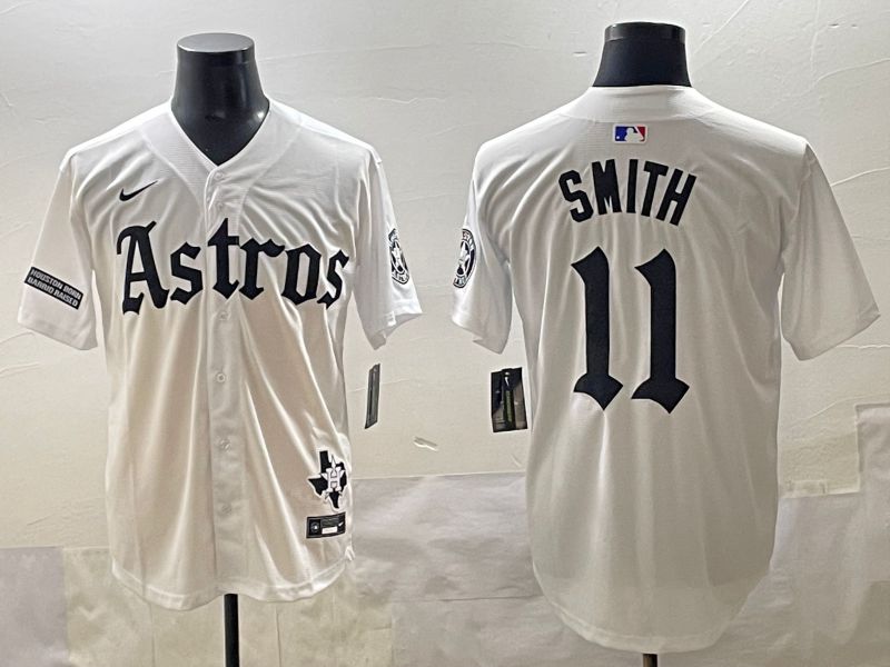 Men 2025 Houston Astros 11 Smith White Five generations Joint Name Nike MLB Jersey style 49